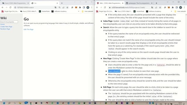Project1 Wiki | CS50's Web Programming with Python and JavaScript смотреть онлайн