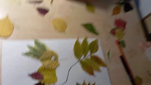 аппликация из листьев