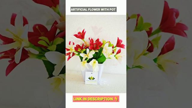 Red और White Artificial Flower With Pot#phool #plant #artificialplant