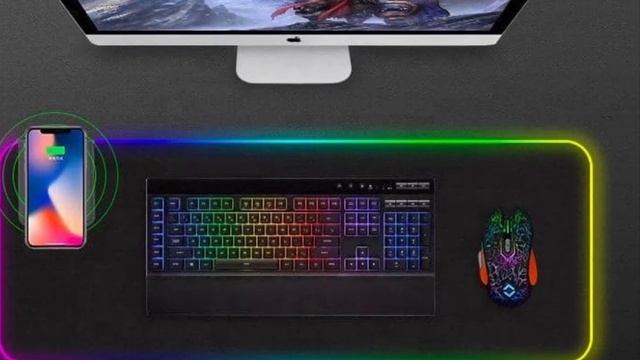 Игровой коврик для мыши и клавиатуры с беспроводным зарядным устройством смотреть онлайн