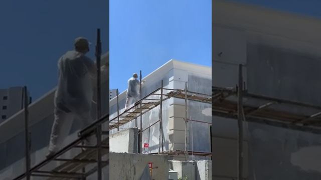 Декор фасада. Карнизы. Молдинги оконные. Покраска элементов фасада. Израиль. смотреть онлайн