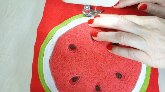 DIY ?Арбуз из фетра своими руками Еда из фетра  мастер класс Игрушки из фетра. Felt watermelon