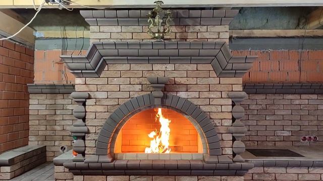 Кухонный печной комплекс в беседке с точёными элементами. В основе мангал, печь для казана. смотреть онлайн