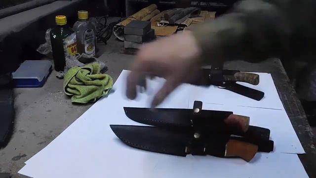 Пчак с кожаными ножнами и 2 переделанных ножа смотреть онлайн