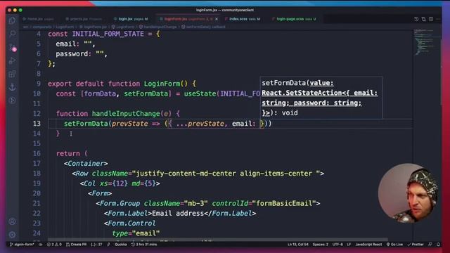 Building Web Development Portfolio Project Live Q&A  [  Building out the login. page with React JS