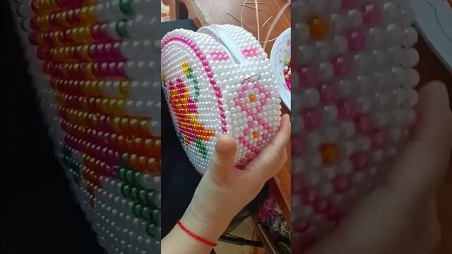 Sewing bead bag with needle and thread