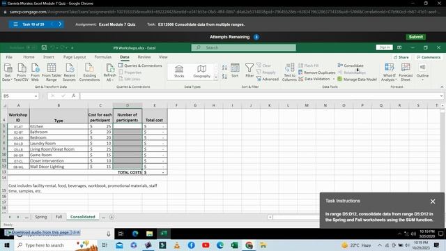 Excel Module 7Quiz | Cengage MindTap | Complete Academic Help