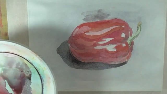 Как нарисовать красный Перец акварелью | Мастер-класс для начинающих художников смотреть онлайн