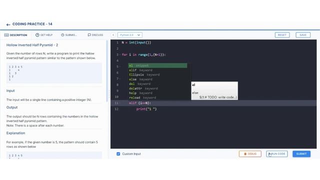 Hollow Inverted Half Pyramid 2 | Coding Practice 14 || Python Coding Tips tricks || Nxtwave ccbp 4.