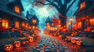 Cozy Autumn Village Halloween Ambience 🎃 Scary Halloween Sounds 👻 Halloween Background Music 2024