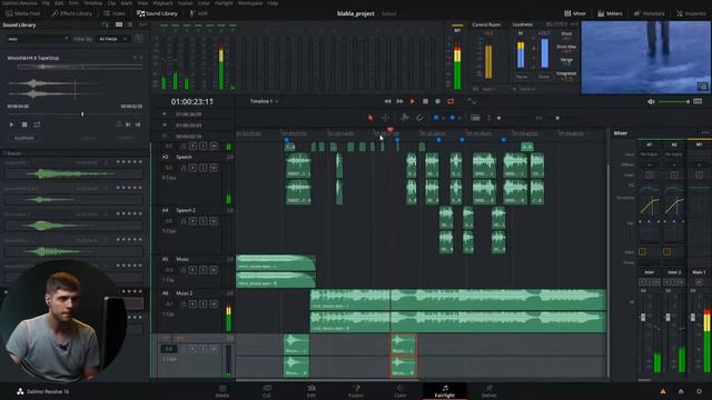 Глава 5.3 Вкладка Fairlight. Работа со звуком. Звуковые библиотеки смотреть онлайн