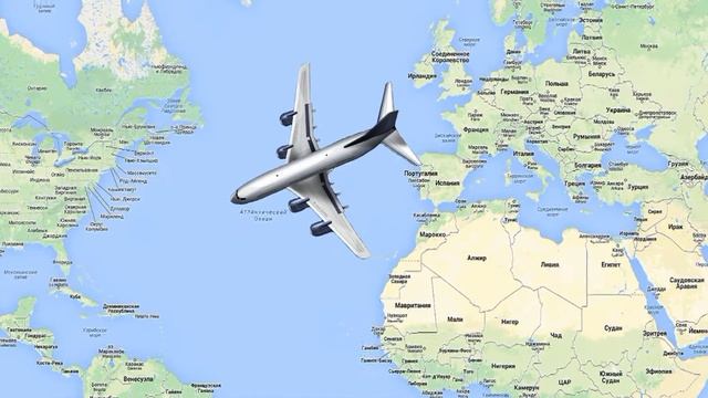Анимированная карта авиаперелета МОСКВА КУБА