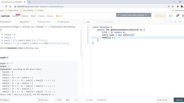 Get Maximum in Generated Array | Live Coding with Explanation | Leetcode #