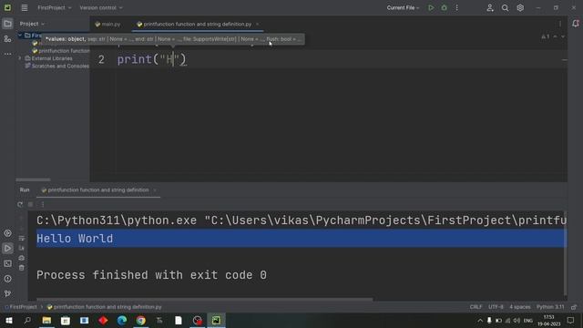 Python Print Function, String Definition & Len Function | Python Tutorials For Beginners In Hindi #