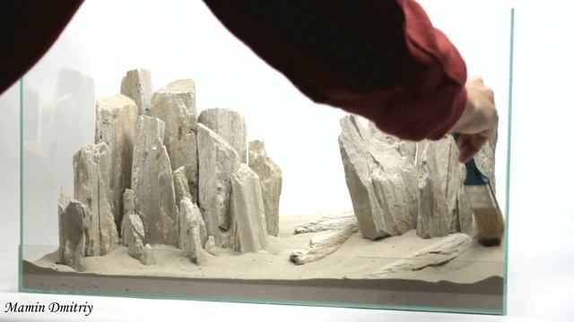 Дизайн 60-литрового аквариума природными камнями