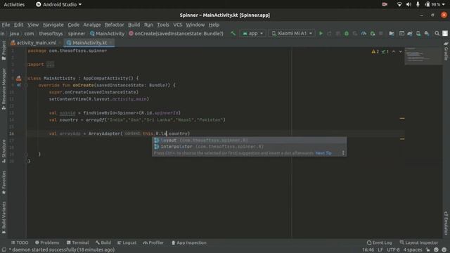 How To Use Spinner in android studio using kotlin in hindi