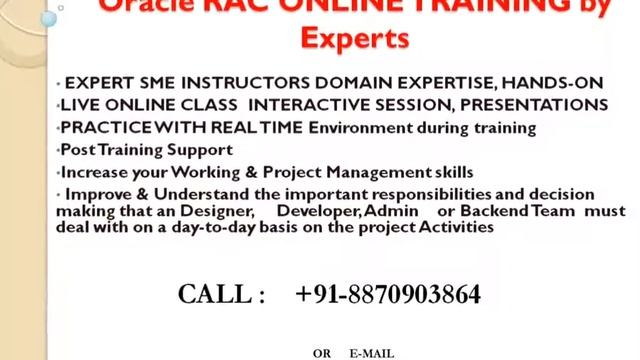 Oracle RAC Online Training and Support