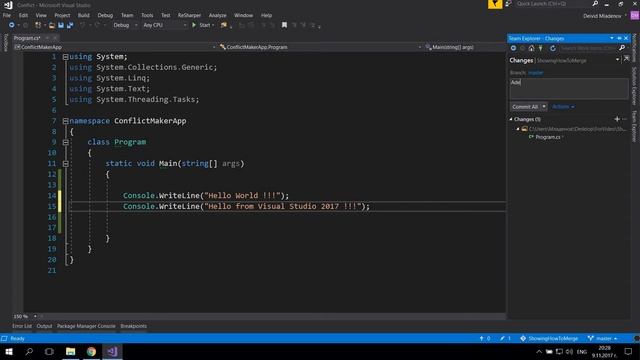 How to commit and merge from Visual Studio смотреть онлайн