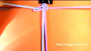 Браслет Шамбала: 1 урок. Квадратный плоский узел.