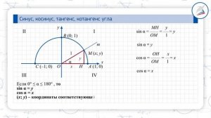 РЭШ Геометрия 8 класс Урок 12 Синус, косинус, тангенс, котангенс угла