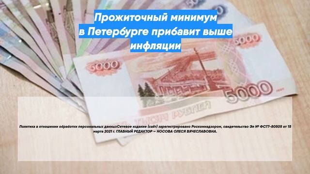 Прожиточный минимум в Петербурге прибавит выше инфляции