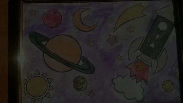 Детские рисунки ко Дню космонавтики «Человек в космосе» смотреть онлайн