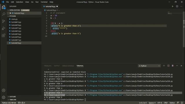 Python Tutorial for Beginners in Hindi | Conditional Statements:if, if-else, if-elif-else, nested i