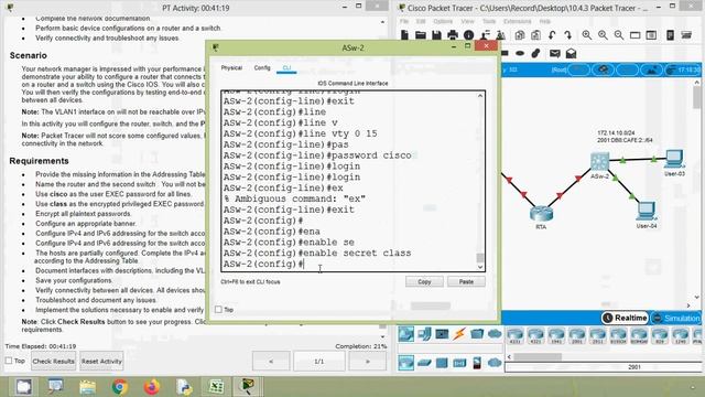 10.4.3 Packet Tracer - Basic Device Configuration
