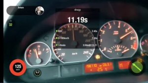 Разгон, замер динамики, БМВ е46, кабриолет м54б30, 330i АКПП, BMW e46 convertible. 0-100, 402м.