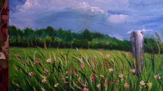 Learn to use "Magic Brush" to paint "Flowers in a Field" Acrylic Painting for the absolute beginner смотреть онлайн
