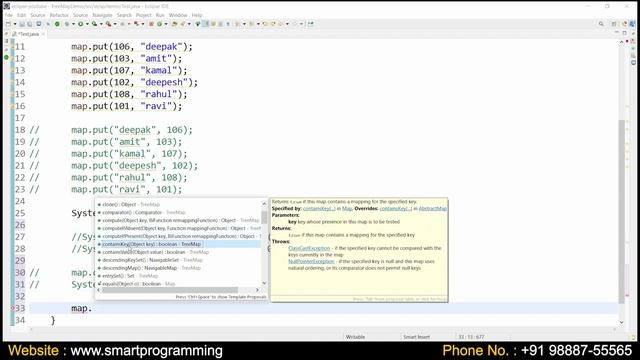 TreeMap in Java Methods Practical || Java Collections Framework by Deepak