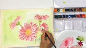 How to paint Gerberas flowers in Watercolors| Watercolor Gerberas