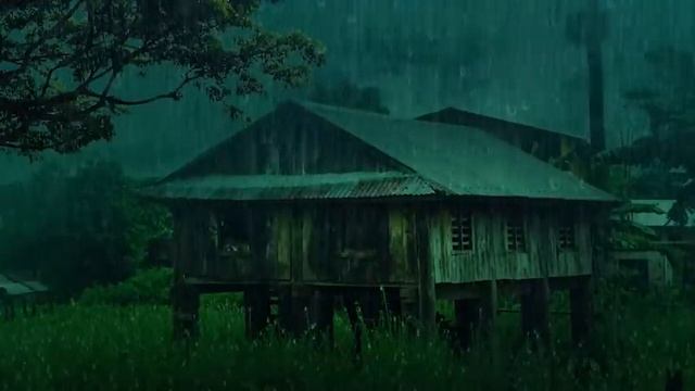 Sonnecchia per 5 minuti con Heavy Rain e Thunder che coprono il vecchio tetto di notte смотреть онлайн