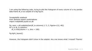 Pandas : pandas histogram: plot histogram for each column as subplot of a big figure