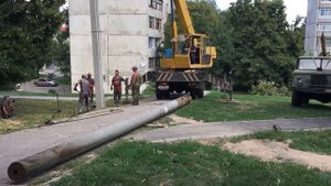 Монтаж 2-ой жб опоры освещения
