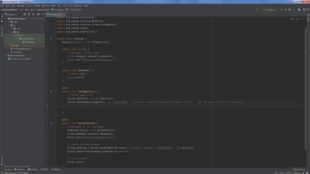 Setup and teardown methods in Selenium