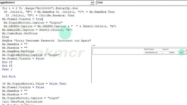 How to Create Userform Login logout Admin access Only Excel VBA