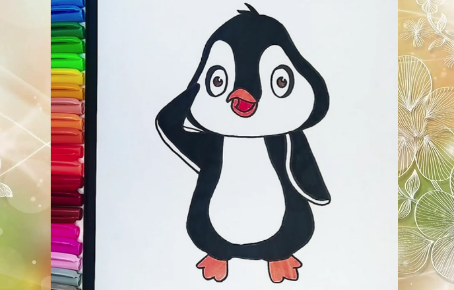 Симпатичный Пингвиненок. Рисовать легко смотреть онлайн