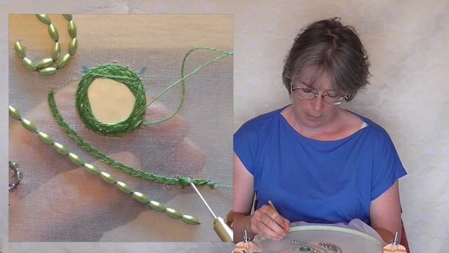 Tambour embroidery tutorial - stitching a zigzag line. Tambour embroidery for beginners.
