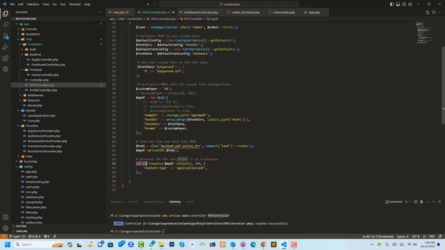 Laravel  Generate PDF with Custom Fonts and Dynamic Content Using mPDF Multi-langauge Support
