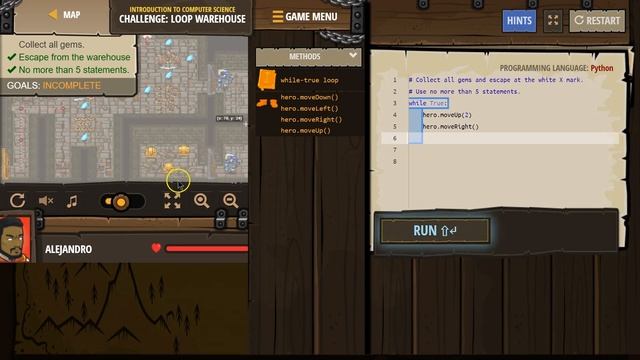 Code Combat Loop Warehouse Challenge - Python Tutorial with Solution