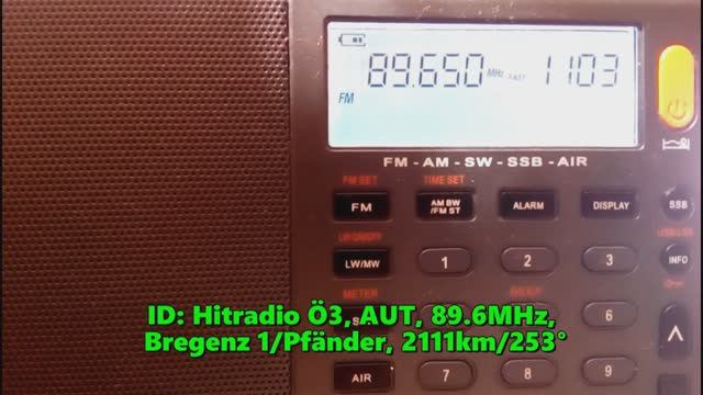 23.05.2021 08:03UTC, [Es], Hitradio Ö3, Австрия, 89.6МГц, 2111км