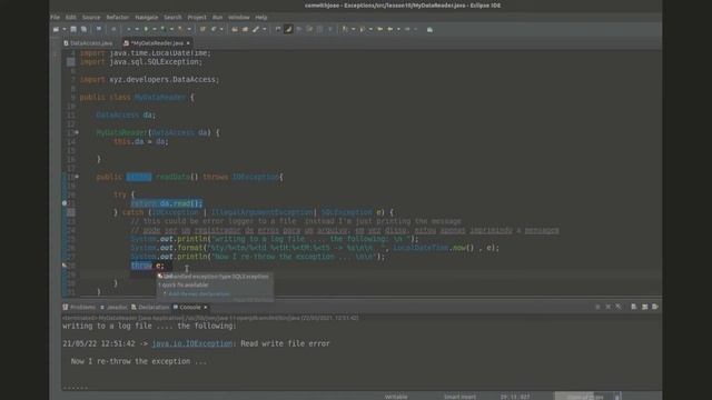 Exceptions Lesson 10 rethrowing exceptions смотреть онлайн