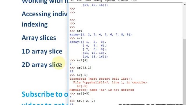 Class 11th IP chapter 10?working with NumPy?#6 Slicing and indexing in arrays смотреть онлайн