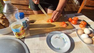 Яичница с беконом на Садже!