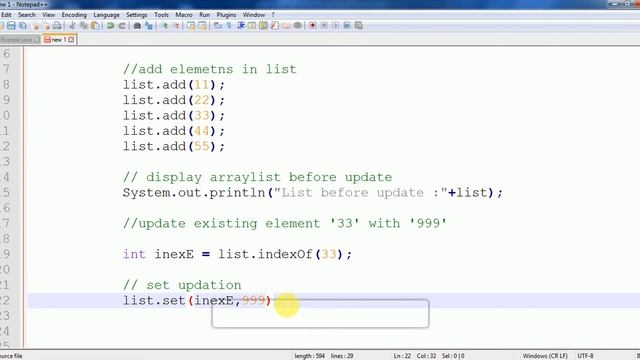 how to update elements in ArrayList in java.