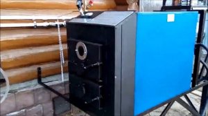 Котел на дровах. Монтаж твердотопливного котла длительного горения "Космос-35 " на улице