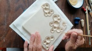 Making a decorative tile with porcelain paperclay.