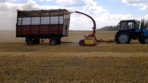 Кормоуборочный комбайн Рось 2 - уборка соломы