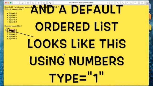 Episode 22 : Difference between an unordered and ordered list ! смотреть онлайн